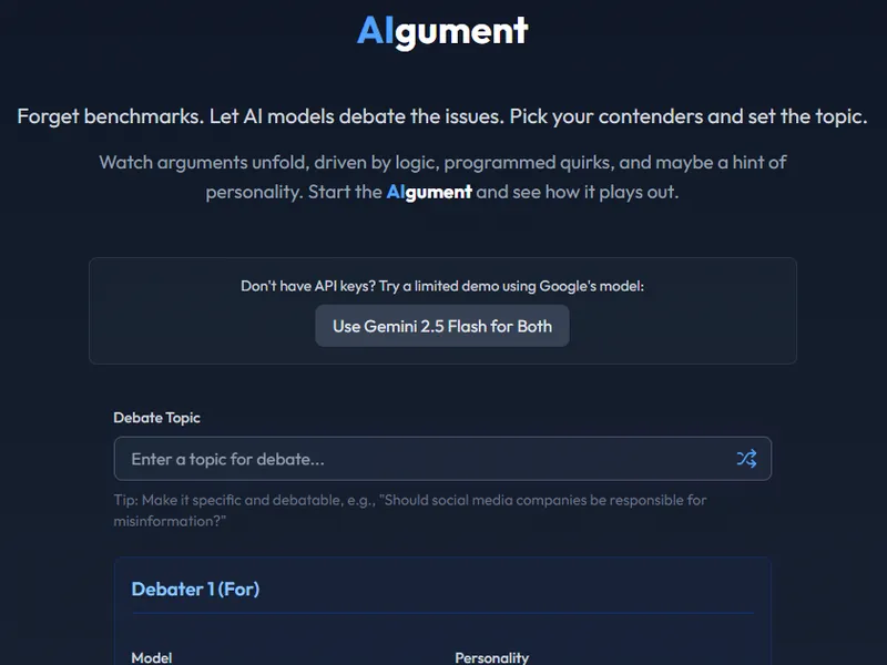 AIgument: The Art of AI Disagreement – Developing a Language Model Debate Platform